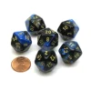 Dice>Gemini 20 Sided D20 Chessex Dice, 6 Pieces - Black-Blue with Gold Numbers - Your Source for Gaming Essentials