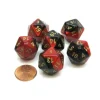 Dice>Gemini 20 Sided D20 Chessex Dice, 6 Pieces - Black-Red with Gold Numbers - Your Source for Gaming Essentials