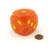 Dice>Ghostly Glow 50mm Huge Large D6 Chessex Dice, 1 Piece - Orange with Yellow Pips - Your Source for Gaming Essentials
