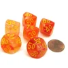 Dice>Ghostly 16mm Tens D10 (00-90) Dice, 6 Pieces - Orange with Yellow Numbers - Your Source for Gaming Essentials