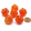 Dice>Ghostly 20 Sided D20 Chessex Dice, 6 Pieces - Orange with Yellow Numbers - Your Source for Gaming Essentials