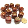 Dice>Glitter 16mm D6 Chessex Dice Block (12 Dice) - Ruby Red with Gold Numbers - Your Source for Gaming Essentials