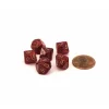 Dice>Glitter 10mm Mini 10 Sided D10 Dice, 6 Pieces - Ruby with Gold Numbers - Your Source for Gaming Essentials