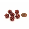 Dice>Glitter 12mm Mini 20 Sided D20 Dice, 6 Pieces - Ruby with Gold Numbers - Your Source for Gaming Essentials