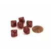 Dice>Glitter 10mm Mini Tens D10 Dice, 6 Pieces - Ruby with Gold Numbers - Your Source for Gaming Essentials