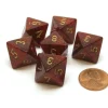Dice>Glitter 15mm 8 Sided D8 Chessex Dice, 6 Pieces - Ruby with Gold - Your Source for Gaming Essentials