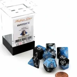 Dice>Halfsies Dice 7 Piece Polyhedral DnD Dice Set - Bat - Your Source for Gaming Essentials