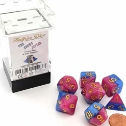 Dice>Halfsies Dice 7 Piece Polyhedral DnD Dice Set - The Court Jester - Your Source for Gaming Essentials
