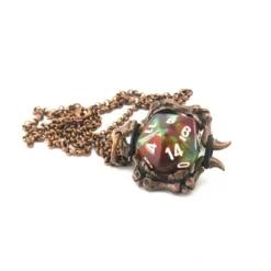 Dice>Jewelry Dice Pendant Bone Necklace with Old Copper Finish- Holds a D20 Die - Your Source for Gaming Essentials