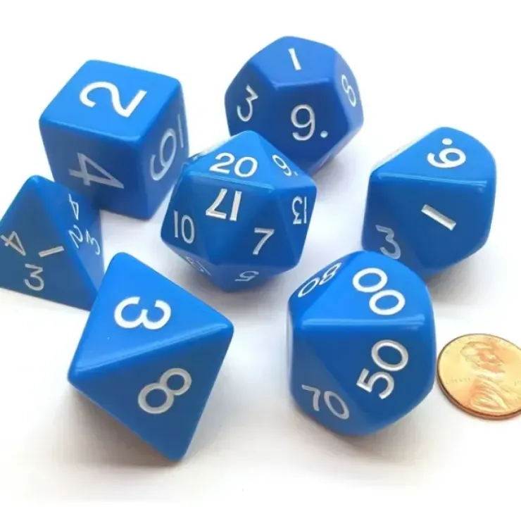 Dice>Jumbo Polyhedral 7-Die Dice Set 23mm-29mm - Blue with White Numbers - Your Source for Gaming Essentials