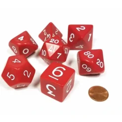 Dice>Jumbo Polyhedral 7-Die Dice Set 23mm-29mm - Red with White Numbers - Your Source for Gaming Essentials