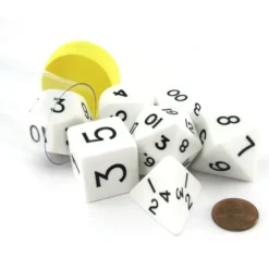Dice>Jumbo Polyhedral 7-Die Dice Set 23mm-29mm- White with Black Numbers - Your Source for Gaming Essentials
