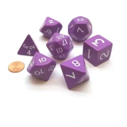 Dice>Jumbo Polyhedral 7-Die Dice Set 23mm-29mm-Purple with White Numbers - Your Source for Gaming Essentials