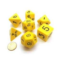 Dice>Jumbo Polyhedral 7-Die Dice Set 23mm-29mm-Yellow with Black Numbers - Your Source for Gaming Essentials