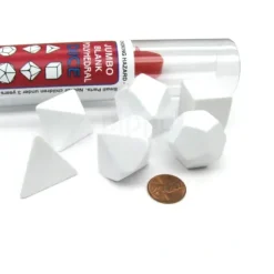 Dice>Jumbo Polyhedral RPG 6-Dice Set ~24 to 32mm Tall - Blank White - Your Source for Gaming Essentials