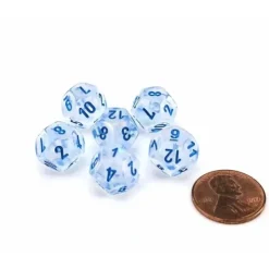 Dice>Luminary Borealis 12mm Mini 12 Sided D12 Dice, 6 Pieces - Icicle with Light Blue - Your Source for Gaming Essentials