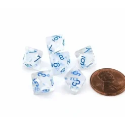 Dice>Luminary Borealis 9mm Mini 8 Sided D8 Dice, 6 Pieces - Icicle with Light Blue - Your Source for Gaming Essentials