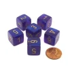 Dice>Luminary Borealis 15mm 6 Sided D6 Dice, 6 Piece - Royal Purple with Gold Numbers - Your Source for Gaming Essentials