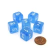 Dice>Luminary Borealis 15mm 6 Sided D6 Dice, 6 Pieces - Sky Blue with White Numbers - Your Source for Gaming Essentials