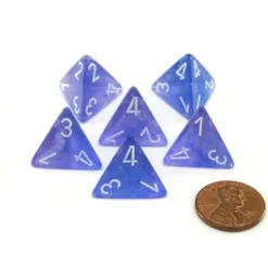 Dice>Luminary Borealis 18mm 4 Sided D4 Dice, 6 Pieces - Purple with White Numbers - Your Source for Gaming Essentials