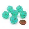 Dice>Luminary Borealis 20 Sided D20 Dice, 6 Pieces - Light Green with Gold Numbers - Your Source for Gaming Essentials