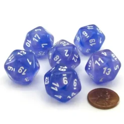 Dice>Luminary Borealis 20 Sided D20 Dice, 6 Pieces - Purple with White Numbers - Your Source for Gaming Essentials