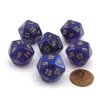 Dice>Luminary Borealis 20 Sided D20 Dice, 6 Pieces - Royal Purple with Gold Numbers - Your Source for Gaming Essentials
