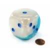 Dice>Luminary Gemini 50mm Large D6 Dice, 1 Piece - Pearl Turquoise-White with Blue - Your Source for Gaming Essentials