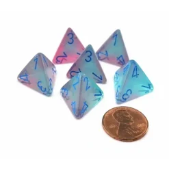 Dice>Luminary Gemini 18mm 4 Sided D4 Dice, 6 Pieces - Gel Green-Pink with Blue - Your Source for Gaming Essentials
