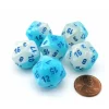 Dice>Luminary Gemini 20 Sided D20 Dice, 6 Pieces - Pearl Turquoise-White with Blue - Your Source for Gaming Essentials