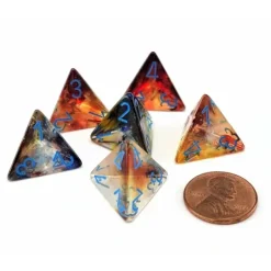 Dice>Luminary Nebula 18mm D4 Chessex Dice, 6 Pieces - Primary with Blue Numbers - Your Source for Gaming Essentials
