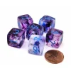 Dice>Luminary Nebula 15mm D6 Chessex Dice, 6 Pieces - Nocturnal with Blue Numbers - Your Source for Gaming Essentials