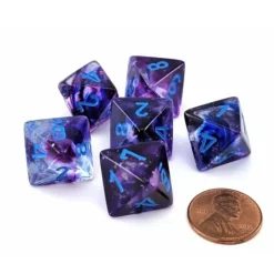 Dice>Luminary Nebula 15mm D8 Chessex Dice, 6 Pieces - Nocturnal with Blue Numbers - Your Source for Gaming Essentials