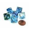Dice>Luminary Nebula 15mm D8 Chessex Dice, 6 Pieces - Oceanic with Gold Numbers - Your Source for Gaming Essentials