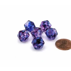 Dice>Luminary Nebula 12mm Mini 20 Sided D20 Dice, 6 Pieces - Nocturnal with Blue - Your Source for Gaming Essentials