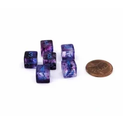 Dice>Luminary Nebula 9mm Mini 6 Sided D6 Dice, 6 Pieces - Nocturnal with Blue Numbers - Your Source for Gaming Essentials