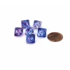 Dice>Luminary Nebula 9mm Mini 8 Sided D8 Dice, 6 Pieces - Nocturnal with Blue Numbers - Your Source for Gaming Essentials