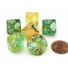 Dice>Luminary Nebula 16mm Tens D10 (00-90) Dice, 6 Pieces - Spring with White - Your Source for Gaming Essentials