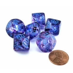 Dice>Luminary Nebula 16mm Tens D10 Percentile Dice, 6 Pieces - Nocturnal with Blue - Your Source for Gaming Essentials