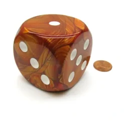 Dice>Lustrous 50mm Huge Large D6 Chessex Dice, 1 Piece - Bronze with White Pips - Your Source for Gaming Essentials