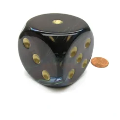 Dice>Lustrous 50mm Huge Large D6 Chessex Dice, 1 Piece - Shadow with Gold Pips - Your Source for Gaming Essentials