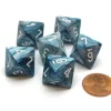 Dice>Lustrous 15mm 8 Sided D8 Chessex Dice, 6 Pieces - Slate with White - Your Source for Gaming Essentials