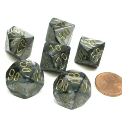 Dice>Lustrous 16mm Tens D10 (00-90) Chessex Dice, 6 Pieces - Black with Gold Numbers - Your Source for Gaming Essentials