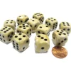 Dice>Marble 16mm D6 Chessex Dice Block (12 Dice) - Ivory with Black Pips - Your Source for Gaming Essentials