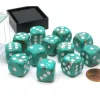 Dice>Marble 16mm D6 Chessex Dice Block (12 Die) - Oxi-Copper with White Pips - Your Source for Gaming Essentials