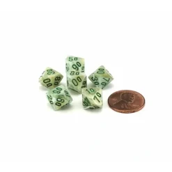 Dice>Marble 10mm Mini Tens D10 Dice, 6 Pieces - Green with Dark Green Numbers - Your Source for Gaming Essentials