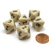 Dice>Marble 15mm 8 Sided D8 Chessex Dice, 6 Pieces - Ivory with Black - Your Source for Gaming Essentials