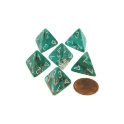 Dice>Marble 18mm 4 Sided D4 Chessex Dice, 6 Pieces - Oxi-Copper with White Numbers - Your Source for Gaming Essentials