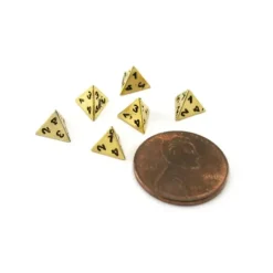 Dice>Micro Metal 5mm Gold Colored Chessex Dice, 6 Pieces - D4 - Your Source for Gaming Essentials