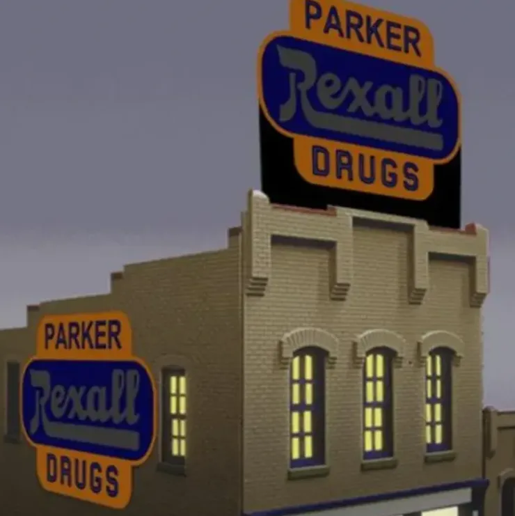 Miller Engineering 7581 HO/O Animated Neon Billboards - Super Animated Rexall - Your Source for Gaming Essentials* Trains